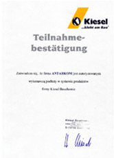 Montaż wykładzin - Certyfikat Kiesel